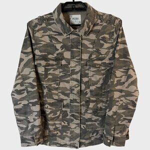 Y2K Mudd Camo Jacket Green Women's XL Utility Military Grunge Cargo 100% Cotton